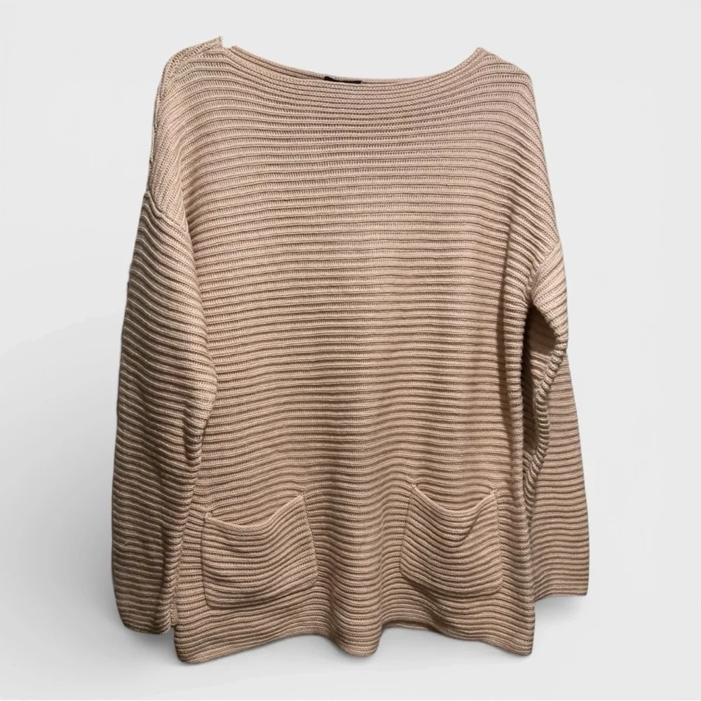 725 10/$50🏄🏻‍♀️ Vince Camuto Pink Cotton Blend Knit Tunic Sweater with Pockets